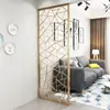 Pantalla de Acero Inoxidable de Lujo Ligero, Partición de Sala de Estar Estilo Nuevo Chino, Celosía Floral Simple Calada para Bloquear el Recibidor, Celosía Decorativa
