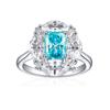 Anillo de plata de ley 925 Tonglin New Amazon venta caliente femenino fuegos artificiales Flor de hielo corte biselado rectangular 6*8 rodeado lujo incrustado