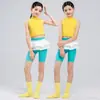 Ropa de Baile para Niñas, Chaleco Amarillo de Cuello Alto, Atuendo de Práctica, Atuendo de Presentación, Modelo de Entrenamiento de Yoga Jazz