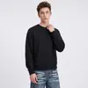 Moletom térmico masculino de manga longa com forro de fleece e gola redonda alta, nova peça interna de outono com corte solto e gola alta.