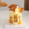 Decoração de Bolo Luminosa de Coelho para o Festival do Meio do Outono de 2025 Flores e Bênçãos da Lua Cheia Cartão Chinês