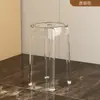 Banqueta Plástica Criativa Cadeira Espessada Doméstica Cadeira Moinho de Vento Transparente Banqueta Redonda Simples Empilhável Mesa e Cadeira de Jantar em Acrílico