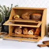 Caixa de Bolo de Madeira Transfronteiriça Caixa de Armazenamento de Pão Caixa de Pão de Bambu com Vidro Transparente Caixa de Armazenamento de Cozinha de Camada Dupla