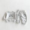 Ropa para Niños Estilo Coreano Otoño Trajes para Niños Pantalones Casuales de Dibujos Animados con Letras Sudaderas Primavera y Otoño Conjunto de Dos Piezas para Niñas