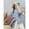 Colección Otoño 2026: Estilo Artístico Cuello Alto Corte Holgado Cardigan de Espiga para Mujer Camisa de Manga Larga Top Casual Venta al por Mayor