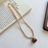 Collar de perlas naturales de agua dulce para mujer, colgante de flor eterna Mori, romántico, elegante, retro, sencillo, combinable con todo.