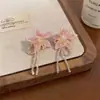 Brincos florais com borlas estilo francês, colar simples fresco, doce e moderno, conjunto de joias requintado de nicho de alta qualidade para mulheres