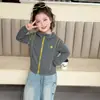Jaqueta Nova Chegada Estilo Coreano Primavera/Outono para Meninas 2026 Estilosa para Meninas Média/Grande Infantil Zíper Gola Alta Manga Longa Cardigan Suéter