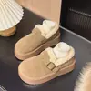 Zapatos Bajos Nuevos Otoño e Invierno 2026 con Forro de Felpa y Aislamiento Espeso, Mocasines Slip-On para Mujer, Zapatos de Algodón Estilo Birkenstock para Mujer