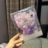 Caixa de Presente Flor Eterna com Luzes, Dia dos Namorados e Dia dos Namorados Chinês Buquê Pequeno de Rosa Artificial, Presente para Namorada, Presente Lembrança Atacado