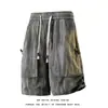 Pantalones Cortos para Hombre Estilo Americano Transfronterizos con Acabado de Alta Gama, Bolsillos Grandes, Pantalones Negros, Verano Delgados Deportivos Holgados de Longitud Media