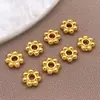Cuentas sueltas de cobre chapado en oro de 18 quilates, separadores en forma de OVNI, cuentas redondas roscadas para pulsera y collar DIY hechos a mano, accesorios de joyería