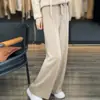 Pantalones de Mujer de Cintura Alta de Pierna Ancha, Novedad Otoño e Invierno 2025, Pantalones Casuales de Lana Drapados hasta el Suelo tipo Arroz Glutinoso para Mujer, Pantalones de Punto para Ropa Exterior