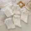 Meias finas de renda com laço branco de verão, meias infantis de comprimento médio, meias japonesas respiráveis de princesa Lolita, meias de fada