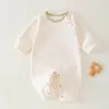 Mameleco para bebé con terciopelo de mousse de ácido hialurónico, estilo otoño e invierno, mameluco sin costuras para recién nacidos, prenda base para gatear para bebé