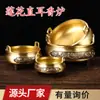 Quemador de Incienso de Latón para Uso Doméstico, Quemador de Sándalo de Tres Patas y Doble Asa, Portainciensos Zen de Loto