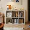Gabinete de rejilla para libros de madera maciza, estante de almacenamiento de pie para sala de estar, mueble bajo de almacenamiento para niños, estantería de pared para exhibición