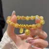 Pulsera de Cuarzo Rutilado Dorado Dios de la Riqueza Nuevo Diseño Ins para Riqueza y Fortuna, Regalo para el Cumpleaños de la Novia