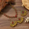 Brincos de colar estilo indiano vintage combinam com brincos exóticos e requintados de corrente de clavícula com borla de strass e pérolas