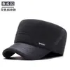 Sombreros para Hombres de Mediana Edad y Mayores, Protección para los Oídos de Invierno, Sombreros Cálidos para Ciclismo al Aire Libre y Ocio para Mayores, Sombreros Planos de Lana Espesa de Terciopelo