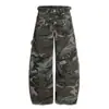 Jeans Camuflados Retro Americanos de Doble Cintura, Pantalones Scimitar, Pantalones Casuales Rectos, Pantalones Cargo Versátiles de Cintura Baja Estilo Old Money