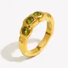 Pulseira de Anel Nova Versátil de Alta Qualidade Europeia e Americana Transfronteiriça Aço Inoxidável Banhado a Ouro 18K Anel Fino com Três Zircônias