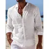 Camisa de Botones Independiente para Hombre Verano Manga Larga Color Sólido Cuello Solapa Transfronteriza Primavera y Verano Fuera de Temporada Casual Diaria Camisa de Hombre
