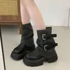 Botas Martin retrô de sola grossa e salto grosso para mulheres, nova coleção de outono 2026, botas de cowboy western, emagrecimento e aumento de altura, botins para mulheres
