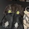 2026 Nuevo Chal de Moda Estilo Coreano con Cuello Redondo sin Mangas para Mujer, Corte Holgado, Adelgazante, Top Versátil con Diseño de Patrón de Diamantes