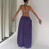 Pantalones Anchos Morados con Cordón Estilo Retro Americano Perezoso para Mujer, Pantalones Casuales Sueltos con Caída Fluida, Pantalones Deportivos Versátiles Ligeros como el Aire