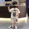 Cyber Celebrant Meninos Estilo Coreano Roupa Esportiva Verão Infantil Novo Estilo Ocidental Desenho Animado Manga Curta Moda Shorts Conjunto de Duas Peças