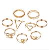 Anillo abierto con lazo francés de 8 palabras, estilo transfronterizo europeo y americano, conjunto de 9 piezas, joyería
