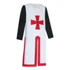 Casaco Masculino Medieval Acinturado Casaco Renascentista de Halloween Top Patchwork Dividido Cosplay Cavaleiros Templários