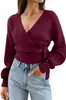 Deseo Moda Femenina Primavera y Otoño de Amazon Estilo Europeo y Americano Chica Popular Top Versátil de Cuello V Ajustado Cárdigan de Punto de Manga Larga de Moda