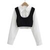 Diseño de Nicho Sentido Puro Ins Quiere Usar Conjunto de Dos Piezas Camisa de Manga Larga para Mujer Otoño Cintura Alta Corto Ombligo Top de Punto