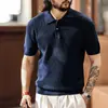 Nova camiseta de tricô retrô estilo Moray old money para homens, camisa polo masculina de marca moderna para o verão, top solto de manga curta para homens