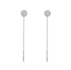 Pendientes de Plata de Ley S999 con Borla y Circonita Estrellada para Mujer, Pendientes de Perforación, Pendientes de Lujo Accesible, Pendientes Simples Elegantes
