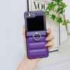 Chaqueta de plumón con anillo 3D para máquina plegable Samsung ZFLIP5 funda de teléfono móvil de tres piezas OPPON3 color sólido bisagra