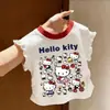 Camiseta de Algodón Puro para Niña con Mangas Acampanadas 3D, Estilo Princesa Linda, Corte Ajustado, Top Versátil de Manga Corta para Verano para Usar como Capa