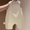 Macacão de Ombro Largo de Verão Roupas de Bebê Sem Mangas Fino Fofo Macacão de Bebê Macacão de Engatinhar Recém-nascido Roupa de Verão