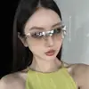 Gafas de Sol Cuadradas Sin Marco Estilo Milenio Sexy Populares Retro Bordes Cortados para Hombres y Mujeres Modernas Metálicas Punk con Recortes