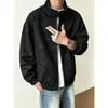 Chaqueta de Trabajo Estilo Americano High Street Tie-dye de Piel Sintética para Hombre, Pareja, Cuello Alto, Chaqueta de Motociclista, Bomber cleanfit