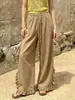 Otoño 2026 Nuevo Ropa Femenina Transfronteriza Europea y Americana Color Sólido Holgado de Cintura Alta Pierna Ancha con Dobladillo de Volante Caído Pantalones Casuales