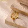 Anillo de Ojo de Diablo con Goteo de Esmalte de Colores Acero Inoxidable Chapado en Oro de 18 Quilates Anillo Retro para Cola de Gafas Anillo Abierto