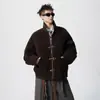 Chaqueta Corta Desestructurada Estilo Americano con Hebilla de Avión para Hombre, Abrigo de Ante Melard Otoñal Desgastado, Top de Nicho Retro de Calle