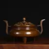 Horno de Incienso de Línea de Tres Patas Binaural de Latón Antiguo Hogareño Interior Dragón y Fénix Tallados Horno de Aromaterapia Creativo con Fragancia a Sándalo Adornos