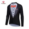 Ropa de ciclismo para hombre que absorbe la humedad, diseño de bicicleta, manga larga, transpirable, con cremallera, top para ciclismo de carretera, venta al por mayor