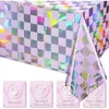 Mantel de Plástico Morado Picoteado Arcoíris de Amazon Transfronterizo Desechable Láser Rectangular Holográfico Decoración para Fiesta Cumpleaños