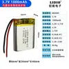 Bateria Recarregável 803040 Bateria de Polímero de Lítio 3.7V 1000mAh com Placa de Proteção de Segurança e Fios