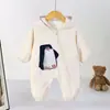 Mono con Capucha Cortavientos de Pingüino Bebé, Mameluco para Bebé para Uso en Exteriores en Primavera y Otoño, Dos Colores Disponibles